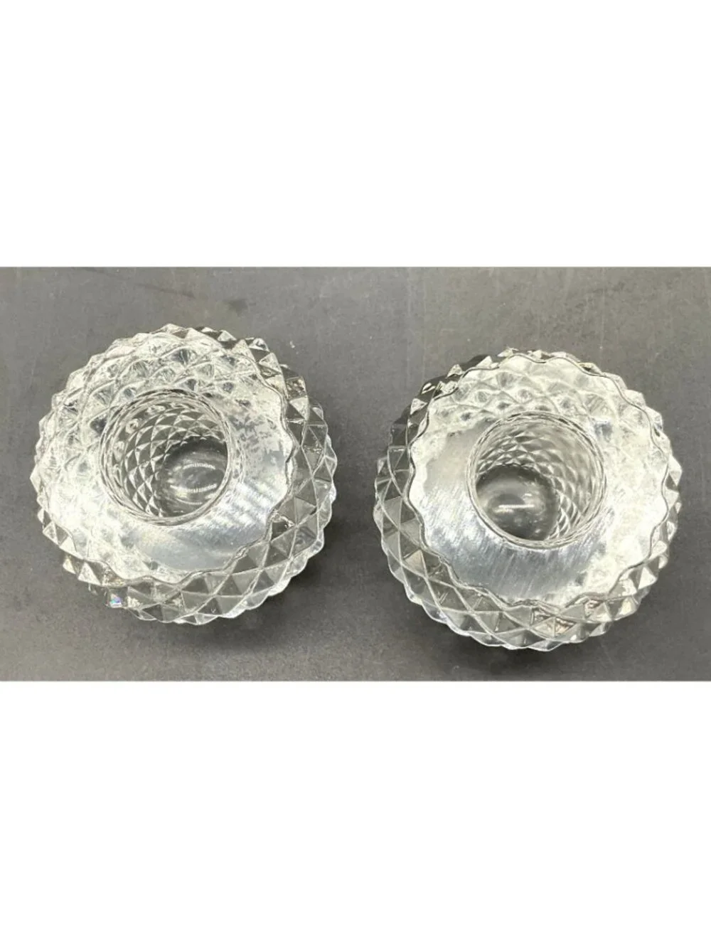 I.W. Rice & Co Crystal Diamond Pattern Candle Holders Set Of 2 - 2.25
